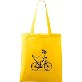 Nákupní taška Slepice na kole - Taška bavlněná - 42 x 38 cm ( Žlutá )