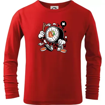 Chlapecké tričko Sushiman - Triko dětské Long Sleeve - 104-110cm / 3-4 roky ( Červená )