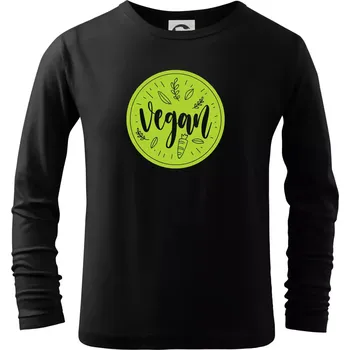 Vegan zelenina v kruhu - Triko dětské Long Sleeve - 104-110cm / 3-4 roky ( Černá )