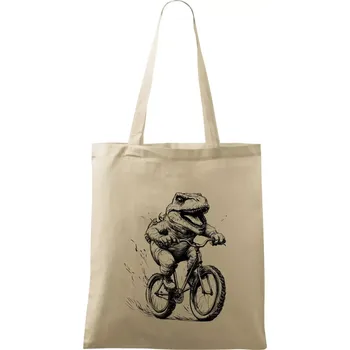 Nákupní taška Naštvaný Dinosaurus na kole - Taška bavlněná - 42 x 38 cm ( Naturální )