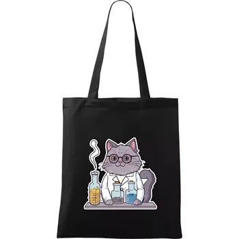 Kočka chemik - Taška bavlněná - 42 x 38 cm ( Černá )