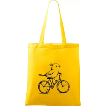 Ptáček na kole - Taška bavlněná - 42 x 38 cm ( Žlutá )