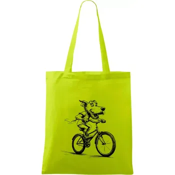 Pes na kole - Taška bavlněná - 42 x 38 cm ( Limetková )