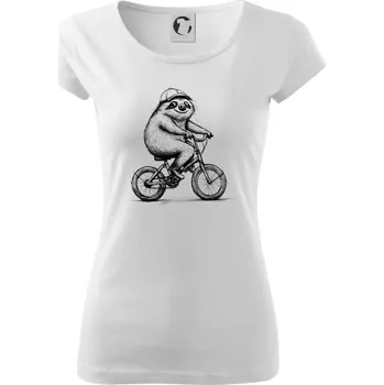 Dámské tričko Lenochod na kole - Dámské triko Pure - XS ( Bílá )