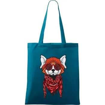 Červená panda hipster - Taška bavlněná - 42 x 38 cm ( Petrolejová )