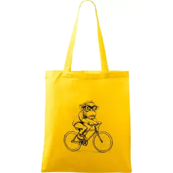 Opice s brýlemi na kole - Taška bavlněná - 42 x 38 cm ( Žlutá )