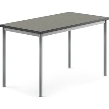 Jídelní stůl Stůl SONITUS, 1200x700x720 mm, stříbrné nohy, deska s linoleem, tmavě šedá