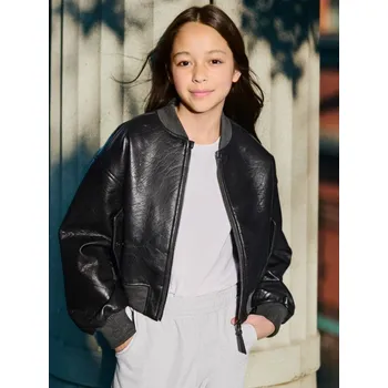 Dívčí bunda Sinsay - Bomber bunda z imitace kůže - šedá - 682EI-90X - 682EI-90X-146