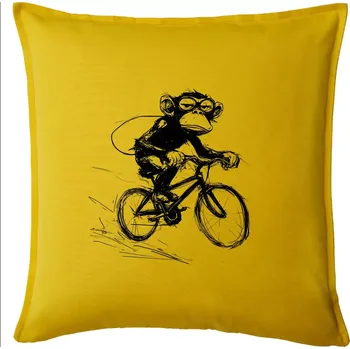 Polštář Opice s batohem na kole - Polštář 50x50 - 50x50 - Pouze potah ( Žlutá )