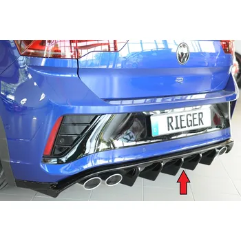 PC tuning Rieger vložka zadního nárazníku pro Volkswagen T-roc R A1 5-dvéř., plast ABS lakovaný do černé lesklé barvy, pro vozy s tažným zařízením
