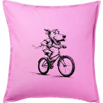 Polštář Pes na kole - Polštář 50x50 - 50x50 - Pouze potah ( Růžová )