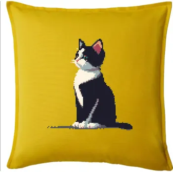 Polštář Mourovatá kočka pixel - Polštář 50x50 - 50x50 - Pouze potah ( Žlutá )