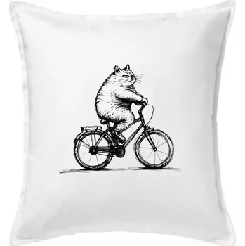 Polštář Tlustá kočka na kole - Polštář 50x50 - 50x50 - Pouze potah ( Bílá )