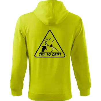 Pánská mikina Try to drift - Mikina s kapucí na zip trendy zipper - 2XL ( Limetková )