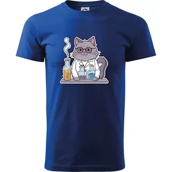 Pánské tričko Kočka chemik - Triko extra velké (5-8XL) - 7XL ( Královská modrá )