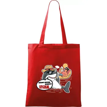 Nákupní taška Žralok musím končit - Taška bavlněná - 42 x 38 cm ( Červená )