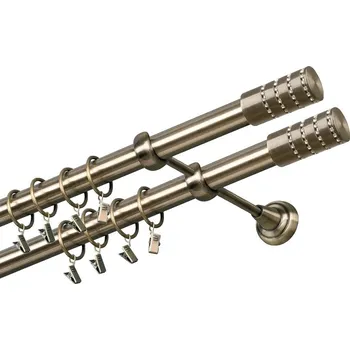 Garnýž kovová 260 cm dvouřadá - dvojitá 25/25 Cylinder crystal double Mosaz