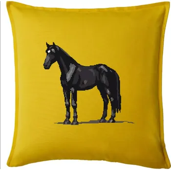 Polštář Černý kůň pixel - Polštář 50x50 - 50x50 - Pouze potah ( Žlutá )