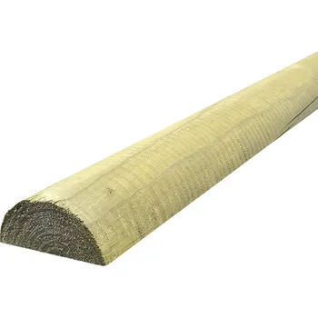 Plotovka Dřevěná půlkulatina, průměr 80 mm, délka 3000 mm, Severská borovice, IMPREGNOVANÁ, zelená - bez fazety