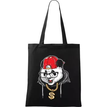 Nákupní taška Hip hop panda - Taška bavlněná - 42 x 38 cm ( Černá )