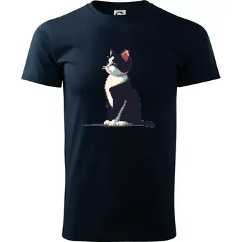 Mourovatá kočka pixel - Triko extra velké (5-8XL) - 6XL ( Námořní modrá (velmi tmavá - téměř černá) )