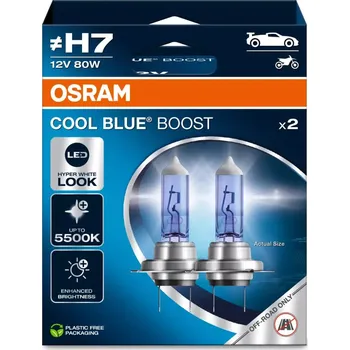 Povinná bezpečnostní výbava OSRAM COOL BLUE BOOST autožárovky H7 - Hyper bílé světlo 5500 K, 2 ks v balení