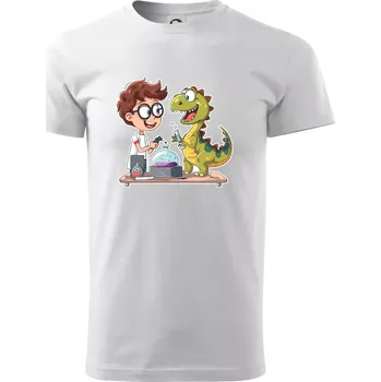 Pánské tričko Chemik a dinosaurus - kluk - Triko extra velké (5-8XL) - 8XL ( Bílá )
