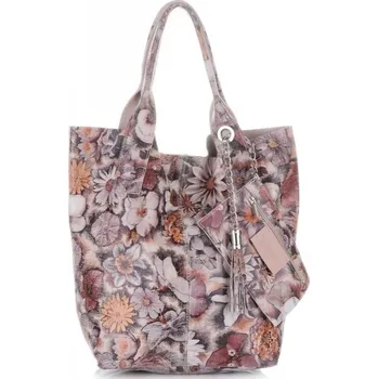 Kabelka Kožené kabelka shopper bag Vittoria Gotti pudrová růžová 8298