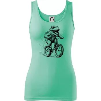 Dámské tričko Naštvaný Dinosaurus na kole - Dámské tílko - S ( Mátová )