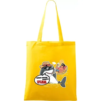 Žralok musím končit - Taška bavlněná - 42 x 38 cm ( Žlutá )