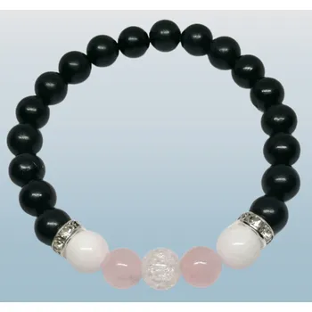 Náramek Šungitový exkluzivní náramek s růženínem a jadeitem, 8mm