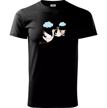 Čáp čekáme miminko - neutrální - Triko extra velké (5-8XL) - 8XL ( Černá )