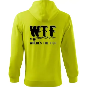 Pánská móda Wheres's the Fish WTF - Mikina s kapucí na zip trendy zipper - 2XL ( Limetková )