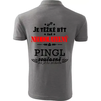 Pánská košile Je těžké být neodolatelný pingl - Polokošile pánská Pique Polo 203 - 4XL ( Tmavě šedý melír )