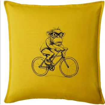 Polštář Opice s brýlemi na kole - Polštář 50x50 - 50x50 - Pouze potah ( Žlutá )