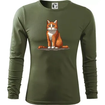 Pánská móda Kočka rezavá - Triko s dlouhým rukávem FIT-T long sleeve - M ( Khaki )