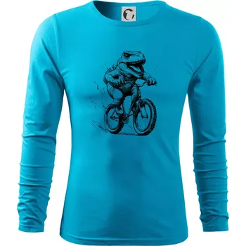Naštvaný Dinosaurus na kole - Triko s dlouhým rukávem FIT-T long sleeve - S ( Světlý tyrkys )