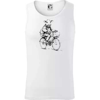 Kráva v obleku na kole - Tílko pánské Core - L ( Bílá )