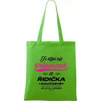 Je těžké být princezna - řidička - Taška bavlněná - 42 x 38 cm ( Apple Green )