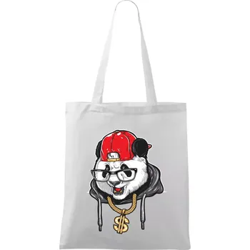 Nákupní taška Hip hop panda - Taška bavlněná - 42 x 38 cm ( Bílá )