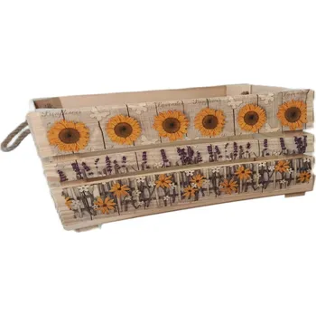 Úložný box bedýnka OK3-SLUNEČNICE-LEVAND.54x19x18 DŘEVO