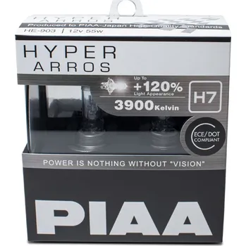 Autožárovka Autožárovky PIAA Hyper Arros 3900K H7 - o 120 % vyšší svítivost, zvýšený jas