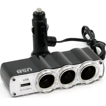 Roztrojka autozapalovače + USB SOC-04