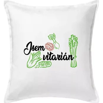 Polštář Jsem vitarián - nápis - Polštář 50x50 - 50x50 - Pouze potah ( Bílá )