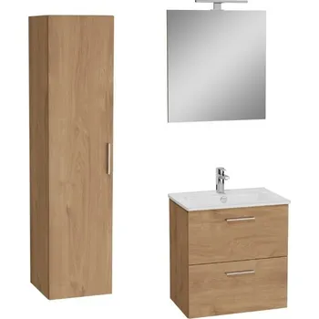 Umyvadlo Koupelnová sestava s umyvadlem 60 cm včetně umyvadlové baterie, vtoku a sifonu VitrA Mia zlatý dub KSETMIA60D