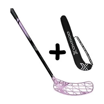 Florbalová hůl Oxdog QUICK POWER HES 29 FP SWEOVAL MB + Stickbag Set florbalky s vakem černá / fialová, Levá (levá ruka dole), 87cm (=97cm)