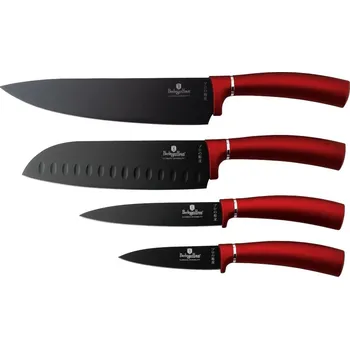 Kuchyňský nůž Sada nožů Berlingerhaus s nepřilnavým povrchem 4 ks Burgundy Metallic Line