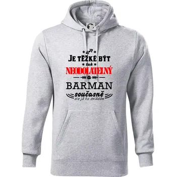 Pánská mikina Je těžké být neodolatelný barman - Mikina pánská Cape s kapucí - 5XL ( Světlešedý Melír )