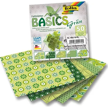 Barevný papír Origami papír Basics 80 g/m2 - 10 × 10 cm, 50 archů - zelený
