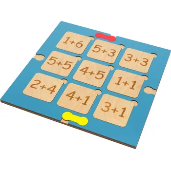 Dřevěná hračka Dřevěná vkládačka NUKI - příklady na sčítání I.